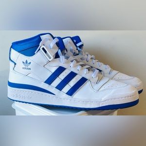 Adidas Originals Mens Size 14 Forum Mid White Royal Blue Sneakers Shoes